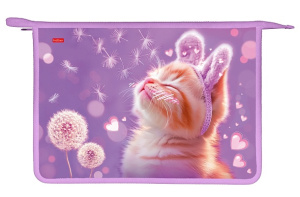 Папка для тетрадей А4 2 отделения 240х340х75мм на молнии Солнечный котик