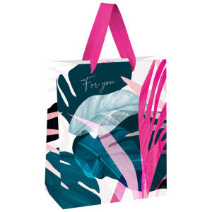 Пакет подарочный 18x23x10см MESHU Dark leaves