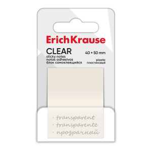 Блок самоклеящийся пластиковый ErichKrause Clear 40х50 мм 50 л прозрачный