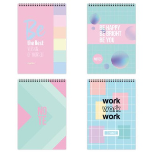 Блокнот А6 60л клетка Pastel notes на гребене ассорти