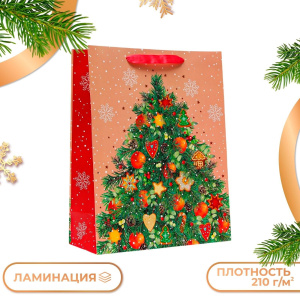 Пакет подарочный Большая ёлка 33х42,5х15см
