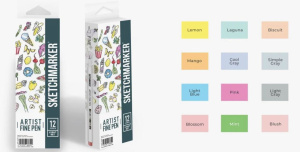 Капиллярные ручки 12цв SKETCHMARKER Artist fine pen Light colors 