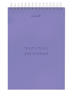 Скетчбук 100 г/м2 140х201мм 60л белая бумага гребень BRAUBERG ART Minimal