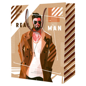 Пакет подарочный 18х23х10см ArtSpace Real man крафт