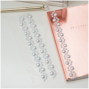 Наклейки акриловые MESHU White pearls 25*7см стразы 177 наклеек