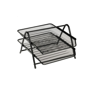 Лоток для бумаг горизонтальный СТАММ 2 секции металл черный