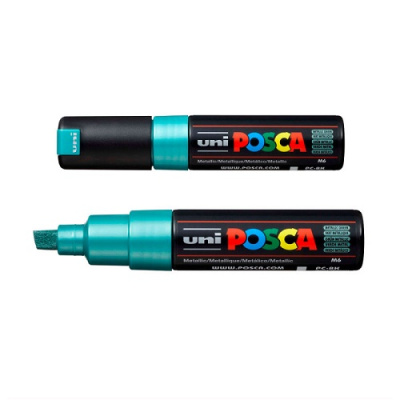 marker-posca-pc-8k-zelyonyj-metallik-do-80-mm-skoshennyj-nakonechnik