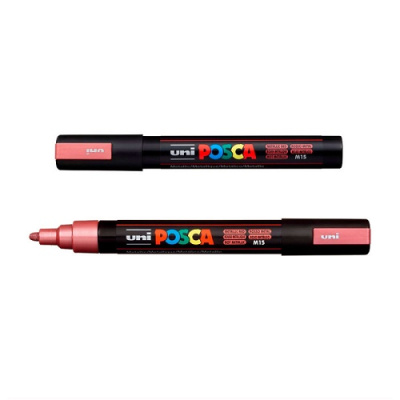 marker-posca-pc-5m-krasnyj-metallik-18-25-mm-pulevidnyj-nakonechnik